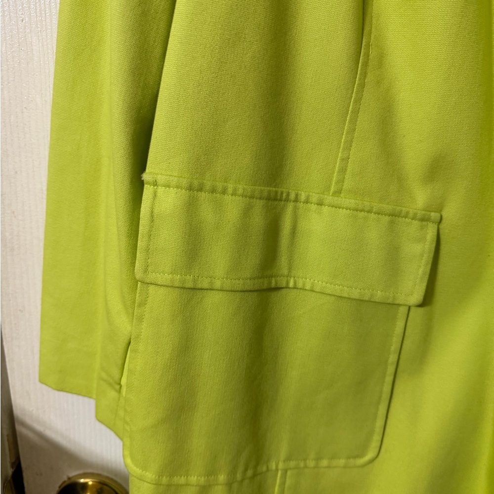 Evan Picone Lime Green Button-Front Trench Coat - Picture 7 of 11
